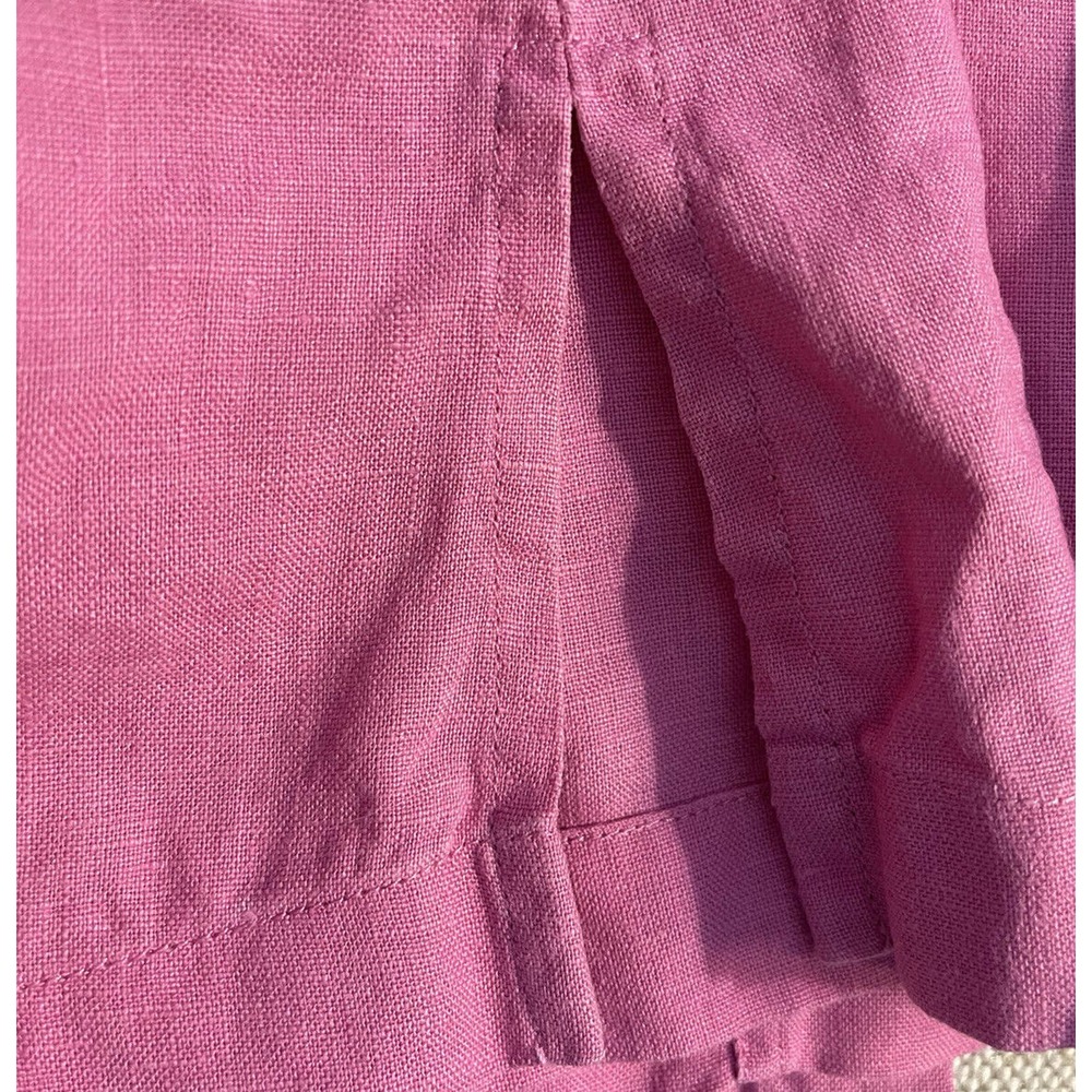 Ralph Lauren Pink Linen Blouse Shirt Gold Buttons Size Med- Barbie Core - Picture 10 of 10